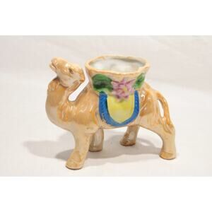 Vintage Lusterware Camel Figurine Small Planter Vase Ceramic Kitch MCM Japan